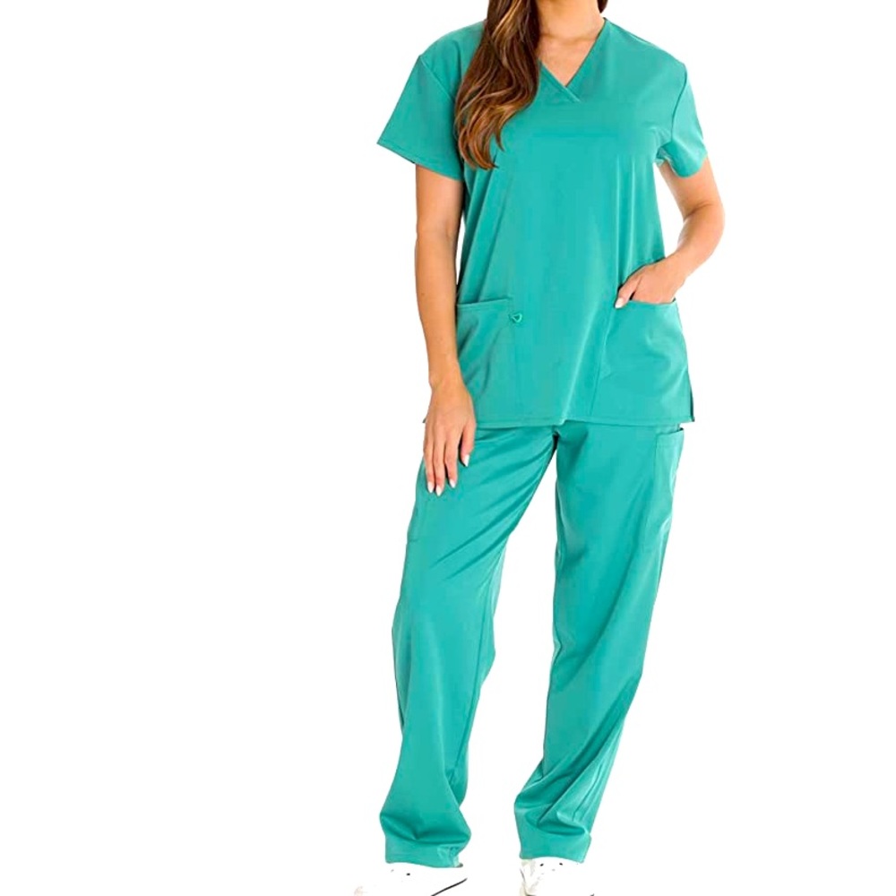 Just Love scrub top and bottoms, size women’s S, surgical green